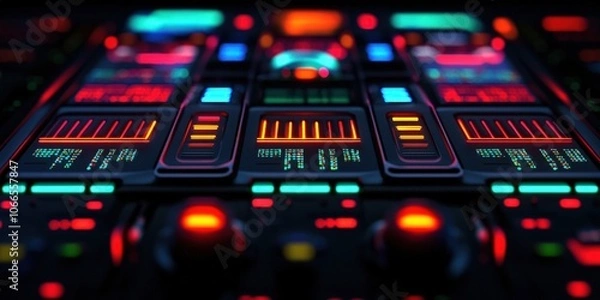 Fototapeta Explore the Dynamic World of Colorful Control Panels in Technology