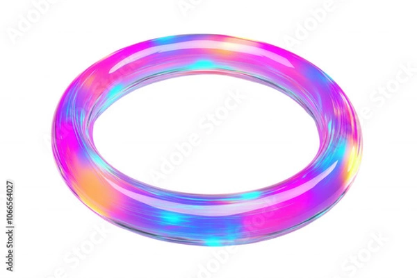 Fototapeta Abstract iridescent ring with a colorful gradient, isolated on transparent or white background