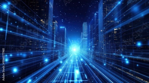 Obraz Technology Concept Background in Abstract Blue Style.