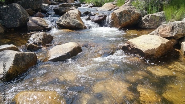 Obraz Gentle Flowing Stream Through Rocky Landscape