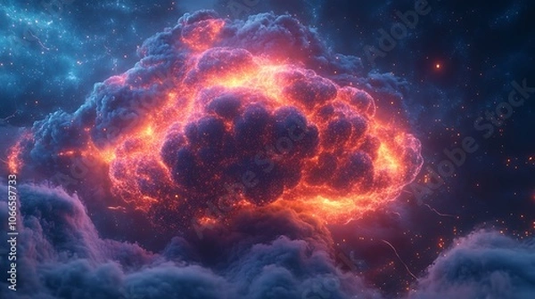 Fototapeta Witness the spectacular eruption of cosmic energy