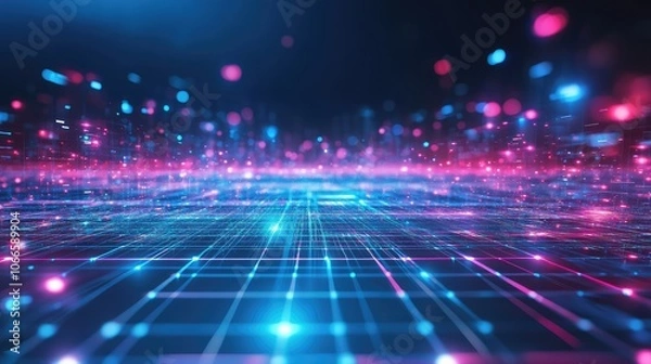 Fototapeta Vibrant Abstract Digital Landscape with Light Effects