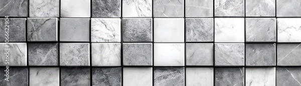 Fototapeta Checkerboard Pattern of Grey and White Marble Tiles