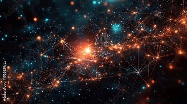 Fototapeta Image of blockchain data structure used in the industry for secure data tracking and storage