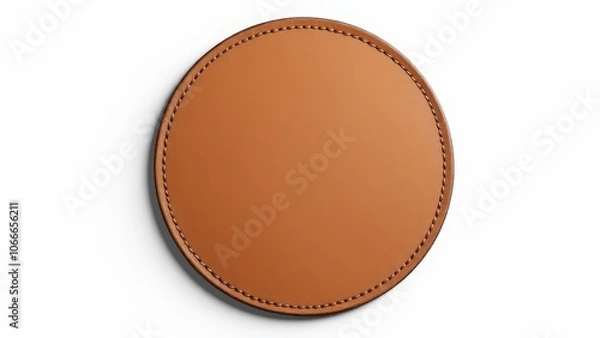 Fototapeta High-quality realistic patch mockup featuring natural grain and stitching on a circular leather patch