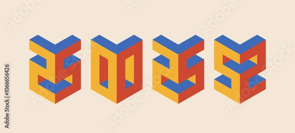 Obraz Minimal 20s geometric design 3D numbers