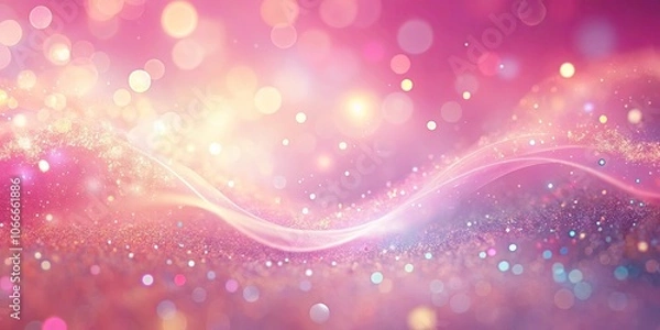 Fototapeta Shimmering Pink Abstract Background with a Gentle Wave of Light and Scattered Glitter
