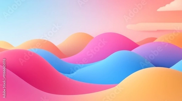 Obraz Colorful Abstract Landscape in Soft Pastel Tones