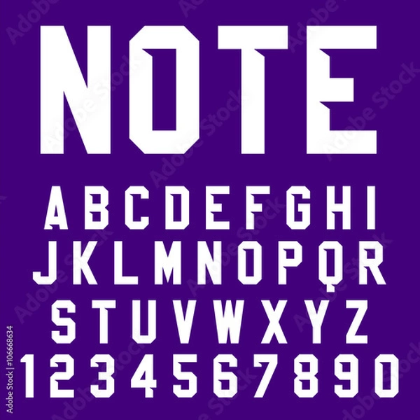 Obraz Vector Poster Font. Condensed typeface, bold letters and digits with shadow