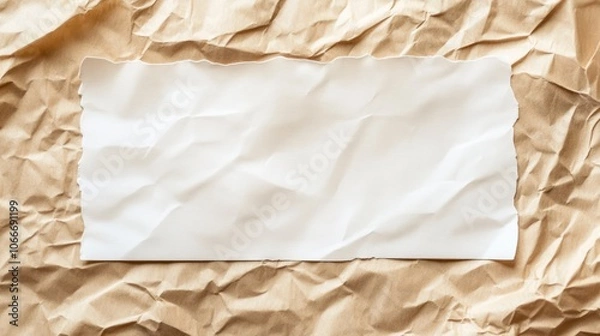 Fototapeta Blank White Paper on Brown Wrinkled Background
