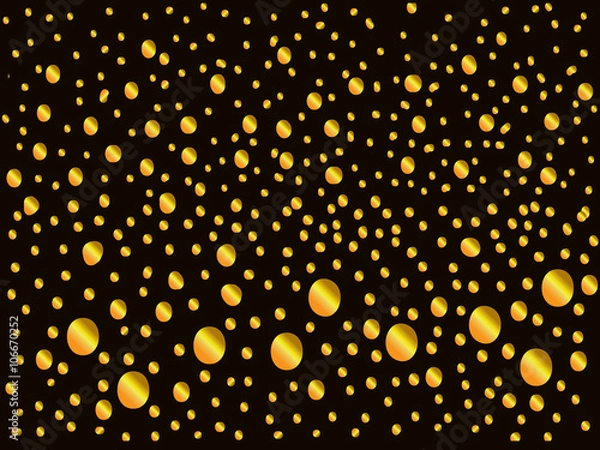 Fototapeta Gold dots on black - abstract background. Abstract gold polka dot ornament on black. Elegant artistic design element, canvas, clip art. Eps 10.

