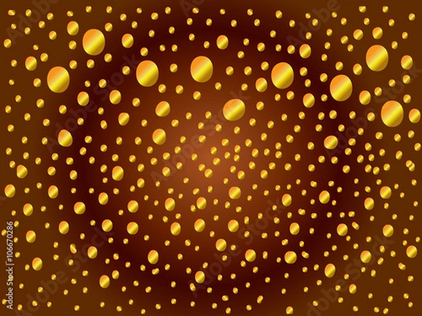 Fototapeta Gold dots on black - abstract background. Abstract gold polka dot ornament on black. Elegant artistic design element, canvas, clip art. Eps 10.
