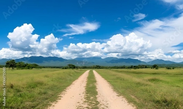 Obraz road ground and sky landscape, Generative AI 