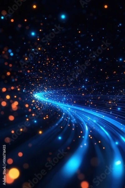 Fototapeta Abstract light trail with glowing particles.