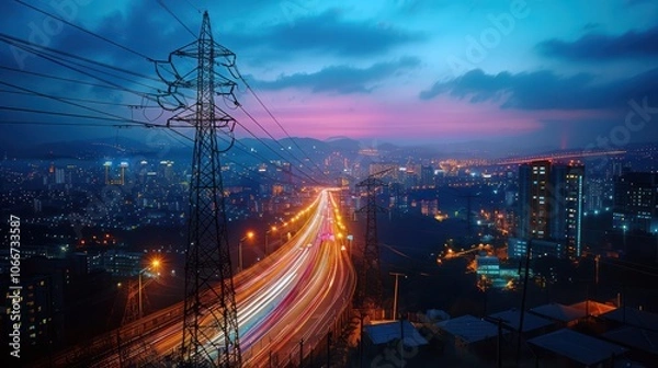 Obraz Smart grid technology revolutionizing energy distribution by integrating renewable sources.