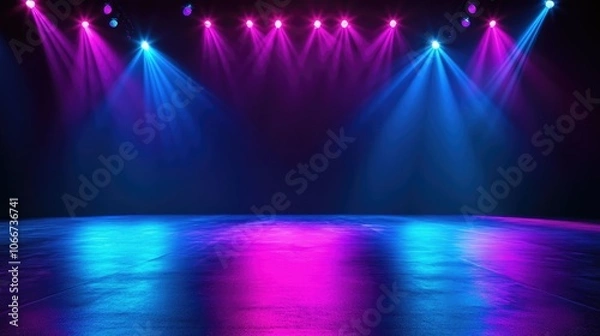 Fototapeta Colorful Stage Lighting with Reflection Effects