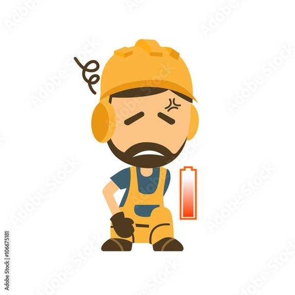 Obraz Tired and Exhausted Construction worker.