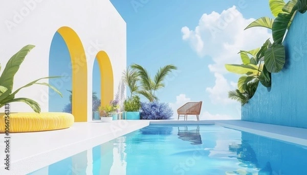 Fototapeta Tropical Poolside Oasis.