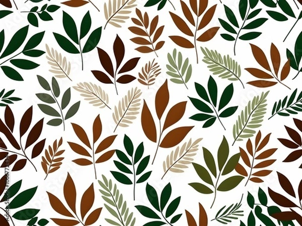 Fototapeta minimalist and organic pattern, inspired by nature, with stylized leaves and intertwined branches.