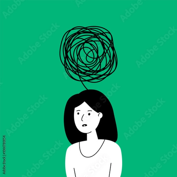 Fototapeta woman with mental illness in her brain