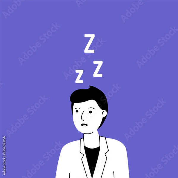 Fototapeta workaholic man with chronic sleep deprivation