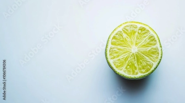 Fototapeta Fresh lime isolated on a clean white background creates a vibrant image of fresh lime. The bright green of the fresh lime draws attention and offers ample copy space.
