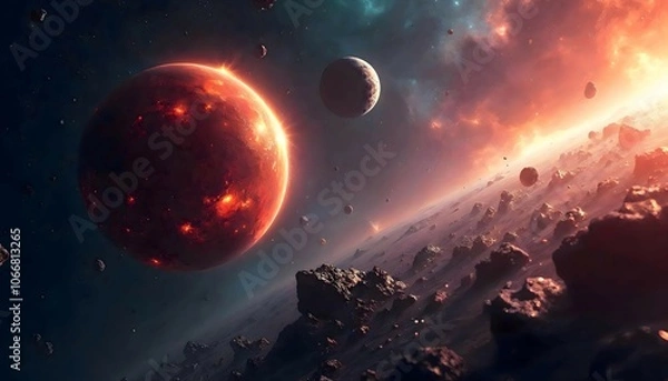 Fototapeta earth and sun view from space