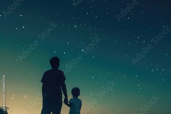 Fototapeta Mother and Child Under the Stars