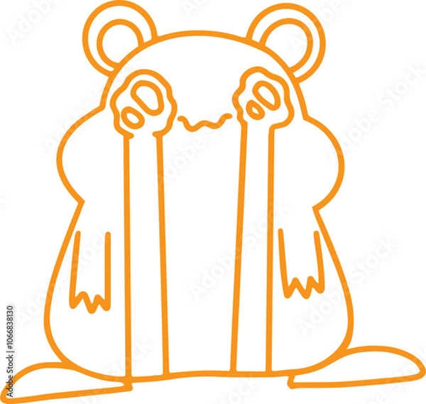Fototapeta Line art illustration of cute hamster crying