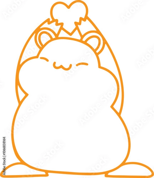 Fototapeta Line art illustration of cute hamster holding a heart, coloring page