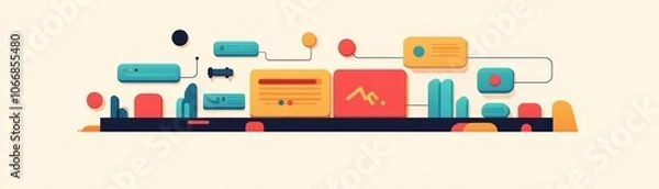 Fototapeta Flexible diagram templates, userfriendly layout, flat design illustration