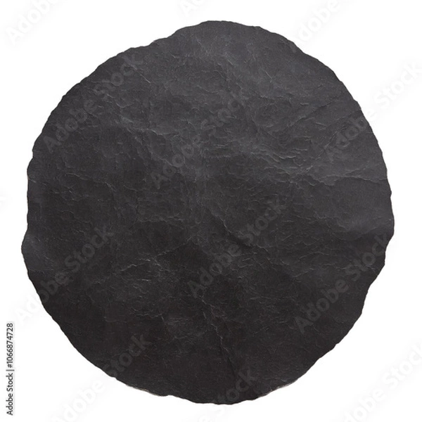 Fototapeta torn and ripped paper circles, round shapes with jagged edges from black paper in YK retro style, png isolated cardboard pieces on transparent background