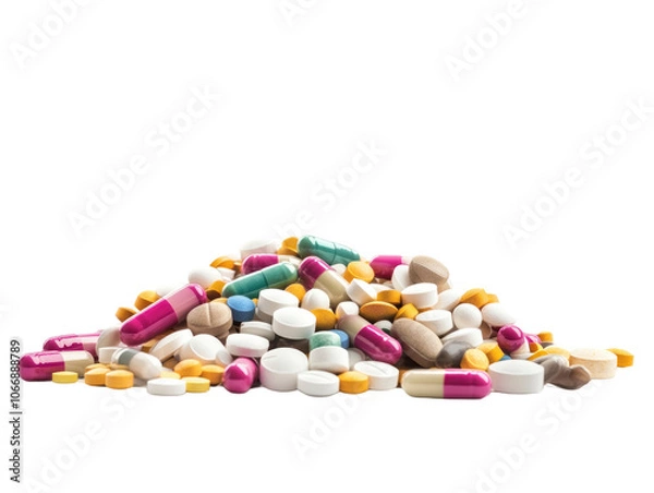 Obraz pile of pills and capsules side view