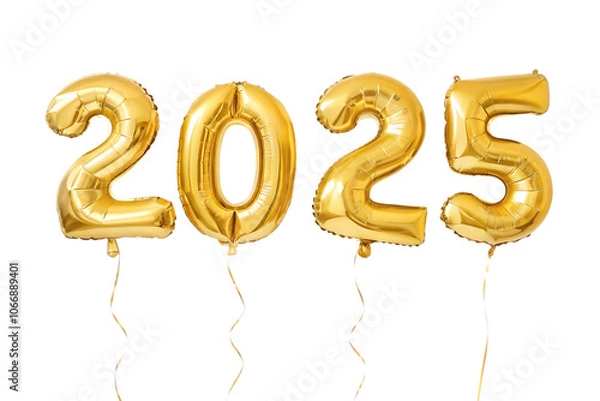 Obraz Golden balloon 2025 new year celebration isolated on transparent background.
