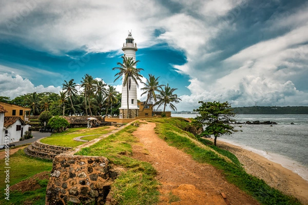 Obraz White beautiful lighthouse in Fort Galle, Sri Lanka