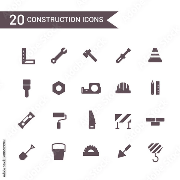 Obraz construction icon set vector. Silhouette icons.