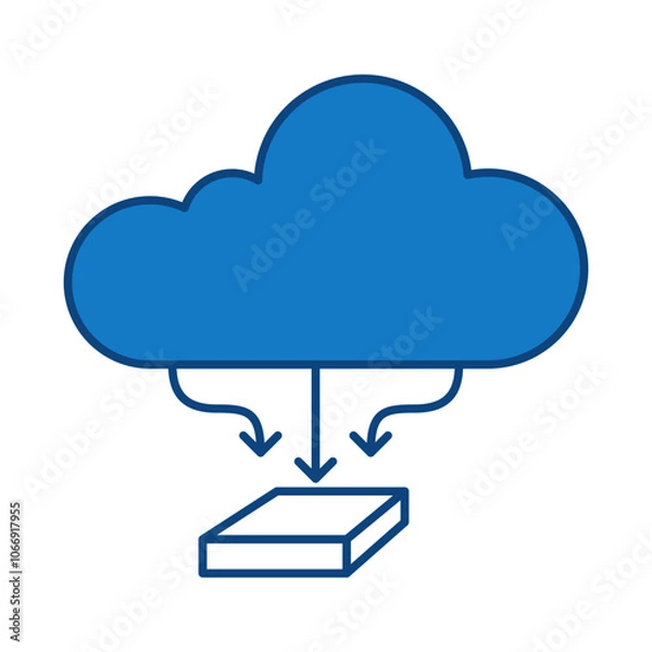 Obraz Private Cloud Blue Icon. Cloud Technology Editable Stroke Vector Illustration