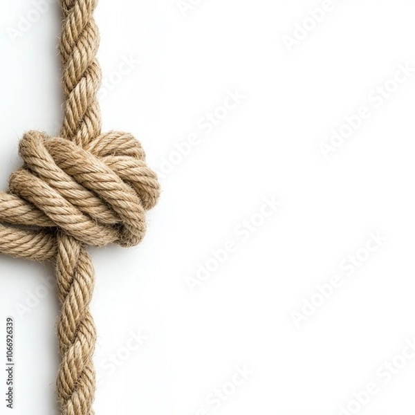 Fototapeta Close-up of a decorative rope knot on a white isolated background.
