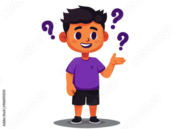 Fototapeta cartoon a cartoon of a boy with question marks