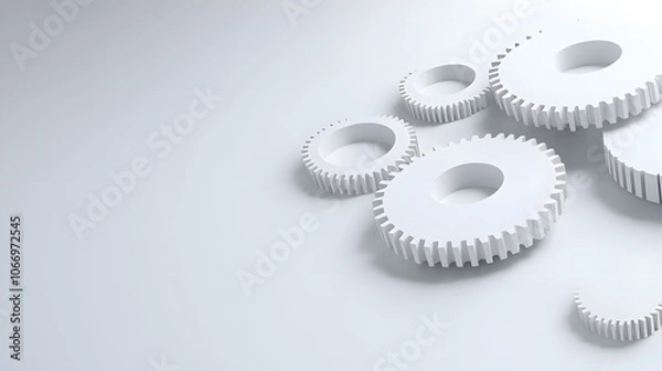 Fototapeta White gears on a smooth light background
