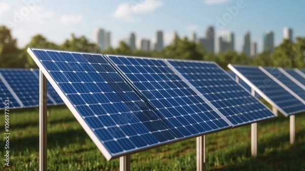 Fototapeta Solar Powered Energy Storage Systems in Modern Setting