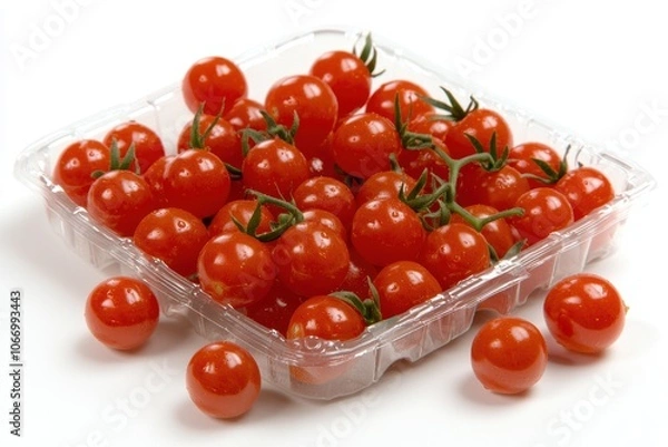 Fototapeta Fresh Mini Cherry Tomatoes in Clear Plastic Container