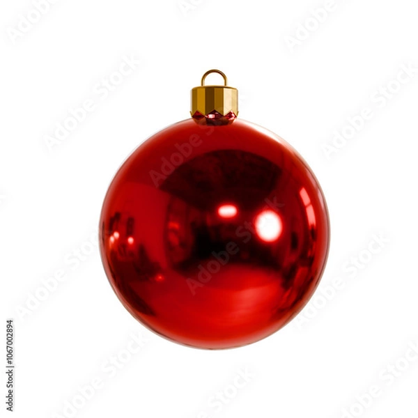 Obraz red christmas ball isolated on white or transparent background png