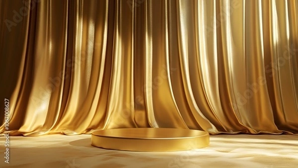 Obraz Silk Curtains Gold Stand