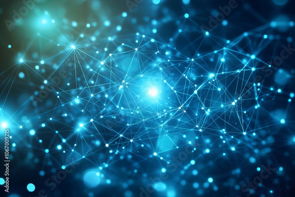 Fototapeta Abstract Polygonal Background with Geometric Patterns, Technology-Inspired Network Connections, and Futuristic Digital Design in Blue and Green Tones, Symbolizing Connectivity, Innovation