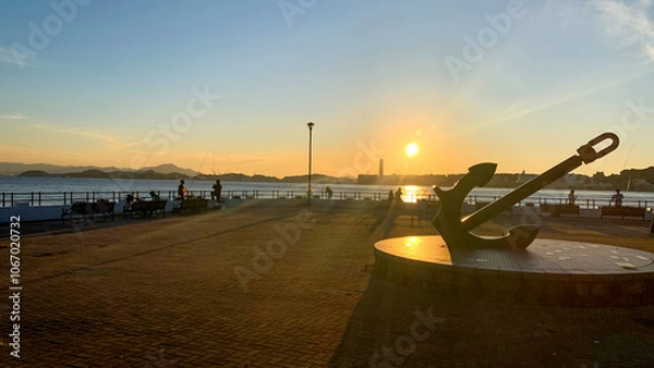 Obraz 関門海峡を望む和布刈公園の夕景