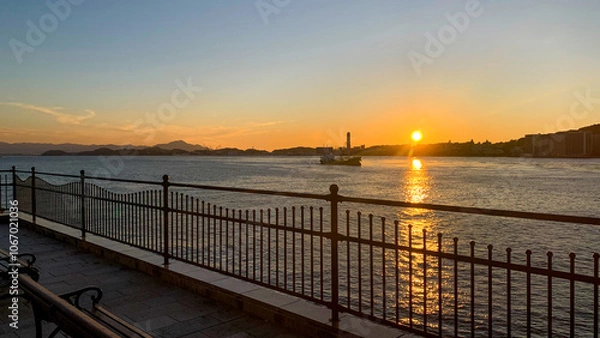 Obraz 関門海峡を望む和布刈公園の夕景