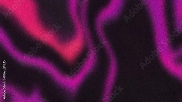 Fototapeta Pink, purple, and black gradient abstract background with heavy grainy texture, featuring a retro aesthetic and a glitchy holographic effect.