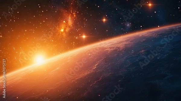 Fototapeta Breathtaking outer space scene reveals the cosmic beauty of the universe, with vivid colors and captivating celestial formations, perfect for capturing the essence of outer space.