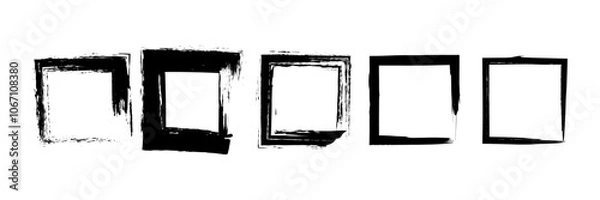 Obraz Vector set of square ink brush strokes as a representation of modern design. Hand-drawn with rough edges and abstract square patterns.